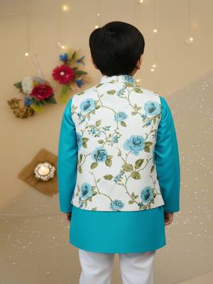 Sky blue rose kurta set 2