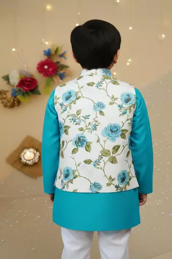 Sky blue rose kurta set