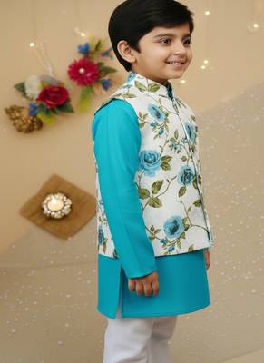 Sky blue rose kurta set 3