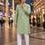 Green embroidered silk straight kurta