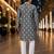 Grey embroidered silk straight kurta