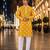 Yellow embroidered silk straight kurta