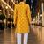 Yellow embroidered silk straight kurta