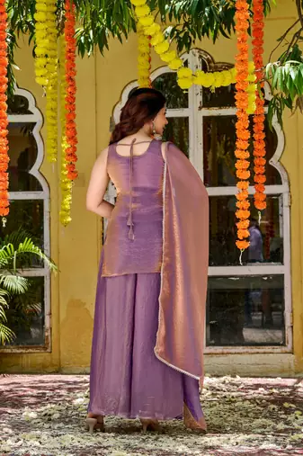 Purple color smart and beautiful fendy satin fabric graceful ethnic wear for girls