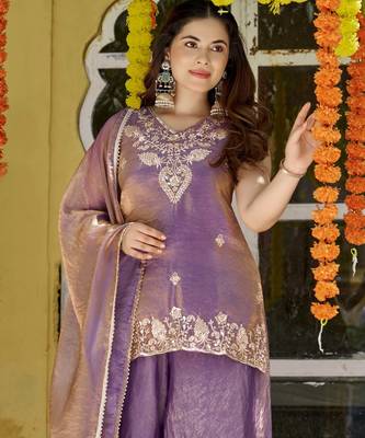Purple smart and fendy satin graceful ethnic wear 3