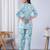 Sky blue rayon blend printed co-ord set