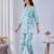 Sky blue rayon blend printed co-ord set