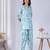 Sky blue rayon blend printed co-ord set