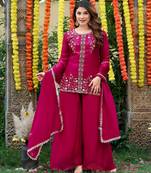 Pink smart and fendy satin graceful ethnic wear