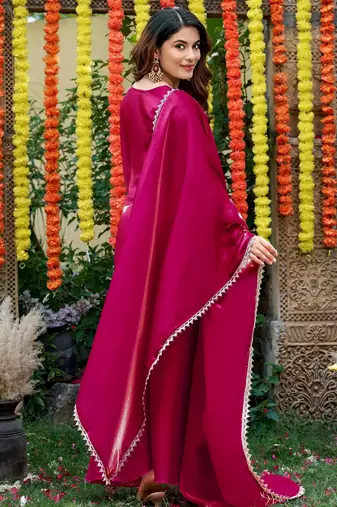 Pink color smart and beautiful fendy satin fabric graceful ethnic wear for girls