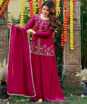 Pink smart and fendy satin graceful ethnic wear 4