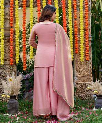 Pink smart and fendy satin graceful ethnic wear 2
