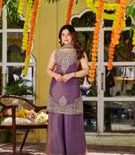 Purple smart and fendy satin graceful ethnic wear