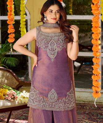 Purple smart and fendy satin graceful ethnic wear 3