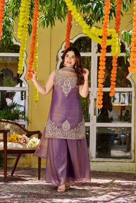 Purple smart and fendy satin graceful ethnic wear 4