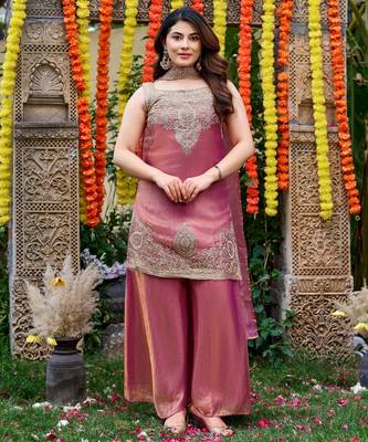 Pink smart and fendy satin graceful ethnic wear 1