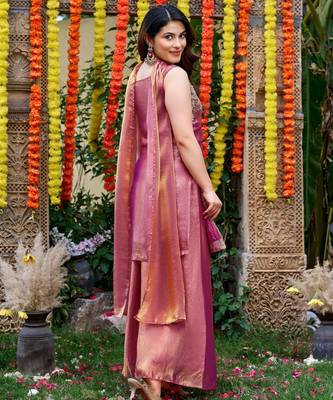 Pink smart and fendy satin graceful ethnic wear 2