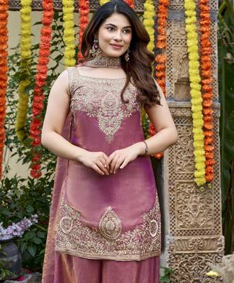 Pink smart and fendy satin graceful ethnic wear 3