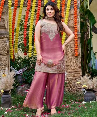 Pink smart and fendy satin graceful ethnic wear 4
