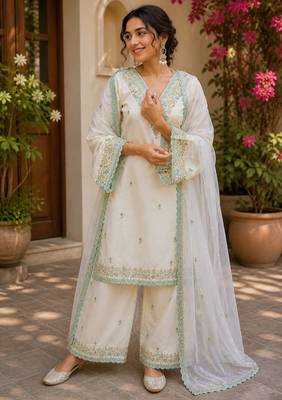 Off white smart and viscose rayon graceful ethnic wear 1