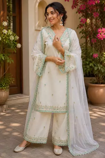 Off white smart and viscose rayon graceful ethnic wear