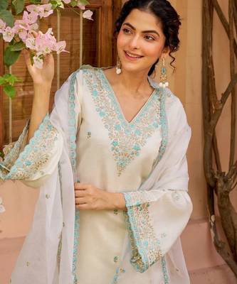 Off white smart and viscose rayon graceful ethnic wear 2
