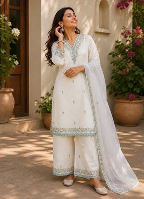 Off white smart and viscose rayon graceful ethnic wear 3