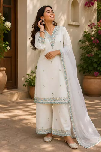 Off white smart and viscose rayon graceful ethnic wear