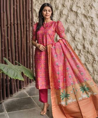 Pink smart and french crepe graceful ethnic wear 1