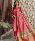 Pink smart and french crepe graceful ethnic wear