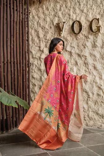 Pink smart and french crepe graceful ethnic wear