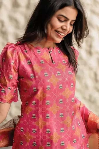 Pink smart and french crepe graceful ethnic wear