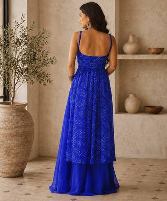 Blue smart festive special girlie top bottom set 2