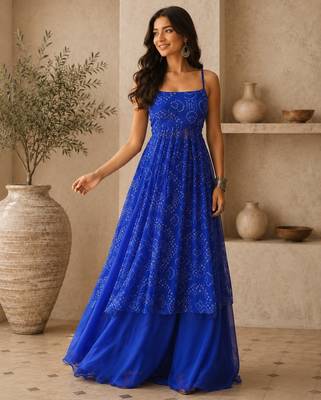 Blue smart festive special girlie top bottom set 3