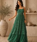Green smart festive special girlie top bottom set