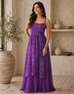Purple smart festive special girlie top bottom set 1