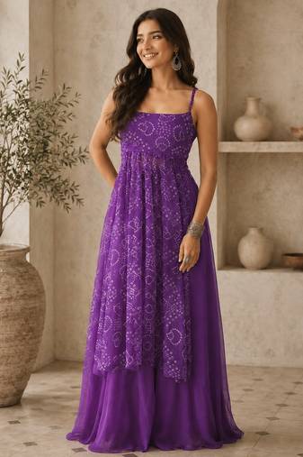 Purple smart festive special girlie top bottom set