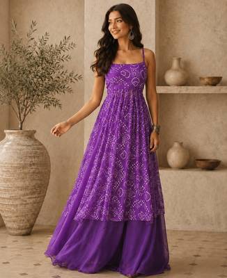 Purple smart festive special girlie top bottom set 3