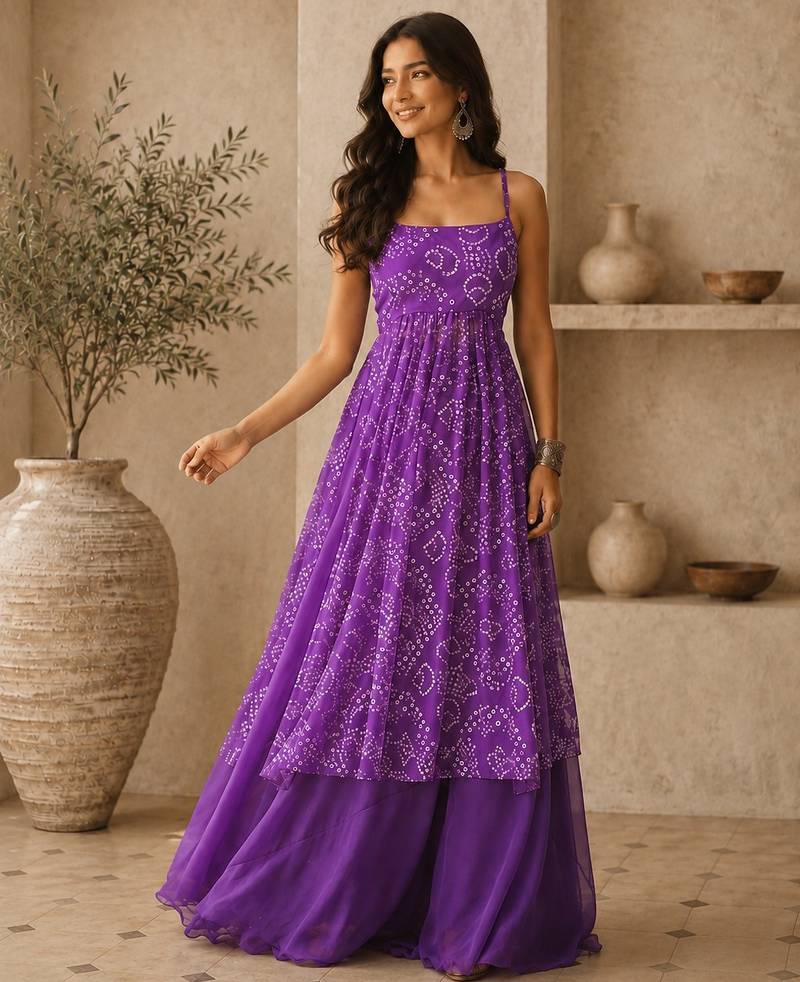 Purple smart festive special girlie top bottom set