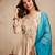 Cream chanderi beads embroidery work heavy wedding attire
