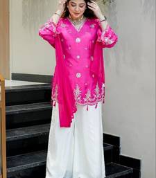 Pink silk embroidery work heavy wedding attire