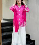 Pink silk embroidery work heavy wedding attire
