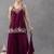 Purple chartin embroidery work heavy wedding attire