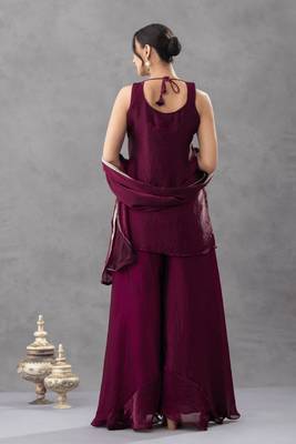 Purple chartin embroidery work heavy wedding attire 2