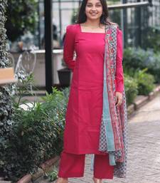 Pink cotton printed heavy wedding attire