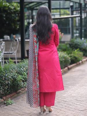 Pink cotton printed heavy wedding attire 2