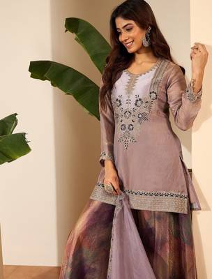 Mauve fendy satin embroidery work heavy wedding attire 3