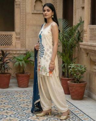 Off white french crepe embroidery work heavy wedding attire 4