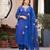 Blue viscose chanderi embroidery work heavy wedding attire