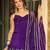 Purple rangoli silk embroidery work heavy wedding attire